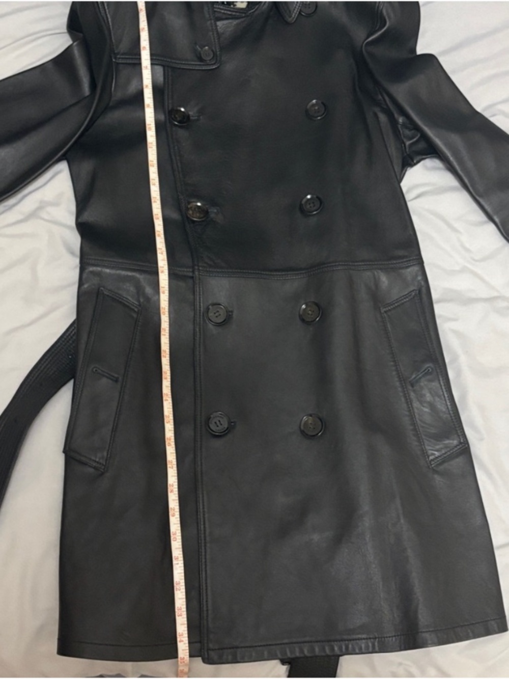 BURBERRY LONDON BRITTION BLACK LEATHER TRENCH COAT SIZE 50(M) - Picture 14 of 16